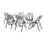 Summit Foldable Table with six folding chairs arranged around it, ideal for events and gatherings.