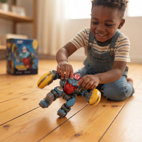 Child playing with a Battery-Operated Stunt Rolling Gorilla Toy, engaged in fun and interactive movements.