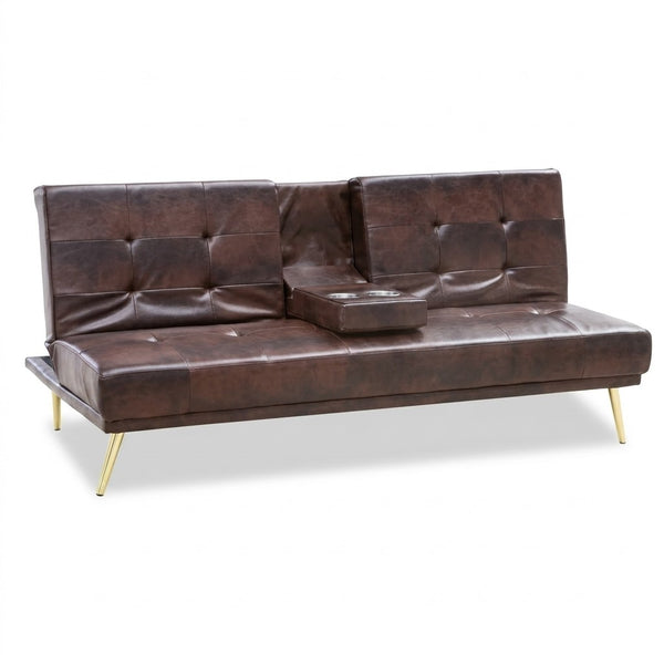 Modern Tufted Faux Leather Sleeper Couch with a stylish design and fold-flat functionality.