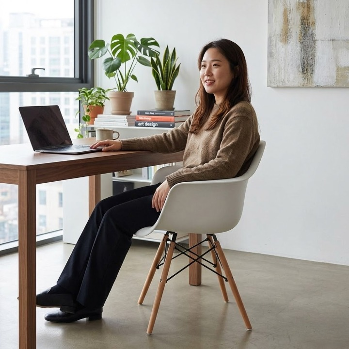 エコーネス　ホワイトレザーアームチェア Eiffel Armchair with Wooden Legs – Perfect Dealz