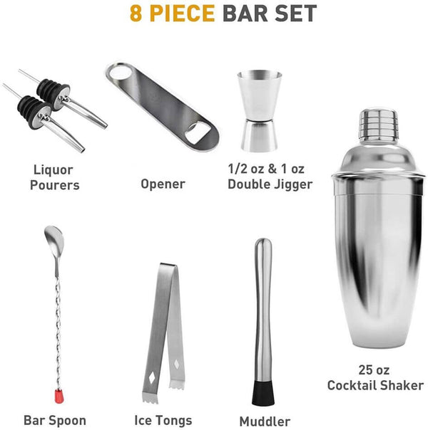 Perfect Dealz 8 Piece Cocktail Shaker Set for Mixing Drinks