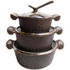 Perfect Dealz 3 Piece Non stick Brown Granite Pot Set