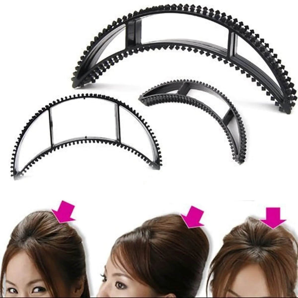 Bumpits Hair Volumizer shown in three sizes to create instant volume and height for hairstyles.