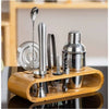 Perfect Dealz 12 Piece Stainless Steel Cocktail Shaker With Wooden Stand