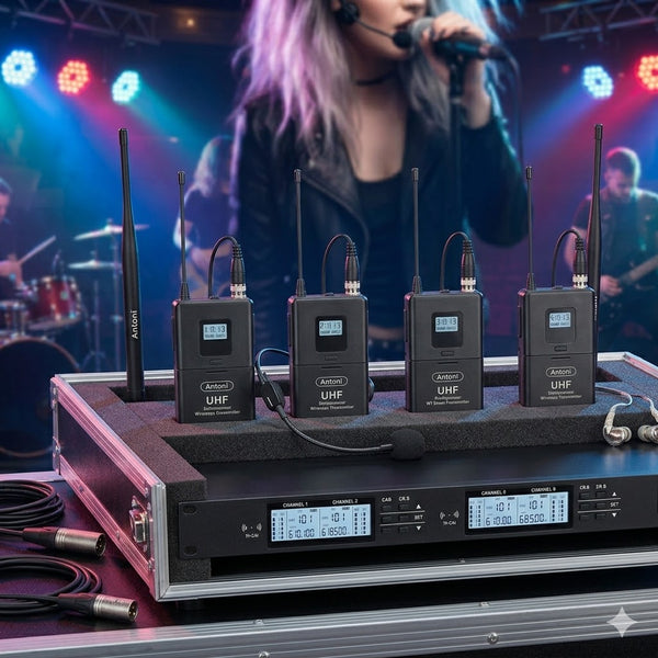 4 Channel UHF Wireless Headset and Lapel Microphone System
