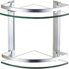 Perfect Dealz 2 Tier Wall Mounted Tempered Glass Corner Shelf with Aluminum Rail