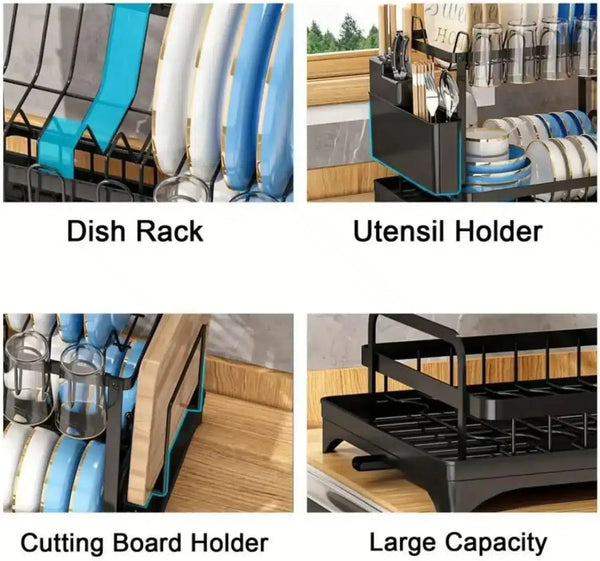 Perfect Dealz Dish Drying Rack with Drain Board