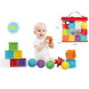 Perfect Dealz 16pcs Puzzle Sensory Soft and Textured Rubber Balls and Blocks Set For Kids