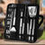 14-Piece Premium Stainless Steel Braai & Grill Tool Set in a case, featuring grilling utensils and tools for outdoor cooking.