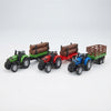 Farm Model Die-Cast Metal Series Toy Set featuring colorful tractors with logs and trailers.