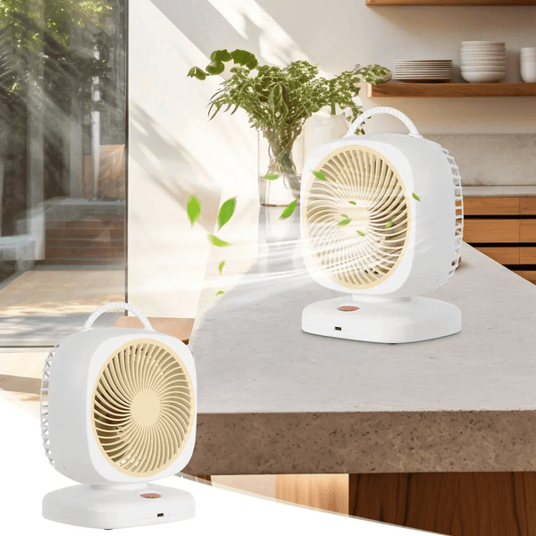 5-Speed Portable Desktop Fan providing adjustable airflow in a stylish interior setting.
