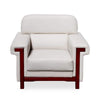 Modern Wooden Accent Arm Chair with white upholstery and wooden frame, perfect for stylish and comfortable living spaces.