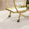 Elegant 2 Tier Mobile Serving Trolley with mirrored shelves and gold accents, perfect for serving drinks and showcasing decor.