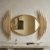 Luxury Oval Wall Mirror in gold with decorative side details, enhancing the elegance of interior spaces.