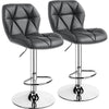 Adjustable Bar Stool and Table Set featuring two modern gray bar stools with chrome bases and stylish quilted design.