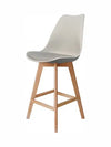 Fusion Living Aqua Soho Plastic Bar Stool with a sleek design and wooden legs, perfect for modern kitchens.