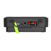 Back view of the 400W Portable Solar Rechargeable LED Flood Light showing USB, ports, and controls.