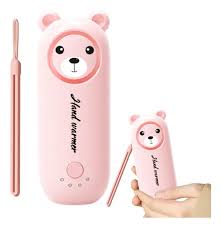 Portable 2-in-1 Electric Warmer Heater Device in pink bear design, providing convenient personal warmth.