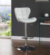 Adjustable Counter Bar Chair Stool in white leather upholstery on a modern chrome base.