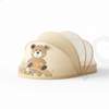 Baby Nest Lounger Travel Crib with Mosquito Net featuring cute bear design and colorful houses.