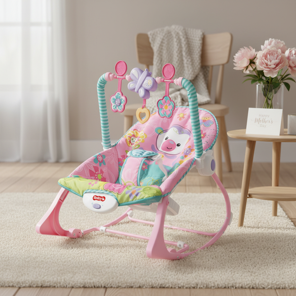 Baby Chair Design Detachable Soft Baby Rocking Chair with colorful toys and soft fabric for infants.