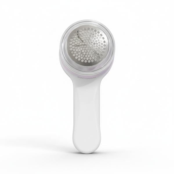 Rechargeable Lint Shaver & Fabric Defuzzer for removing lint and fuzz from clothes and fabrics.