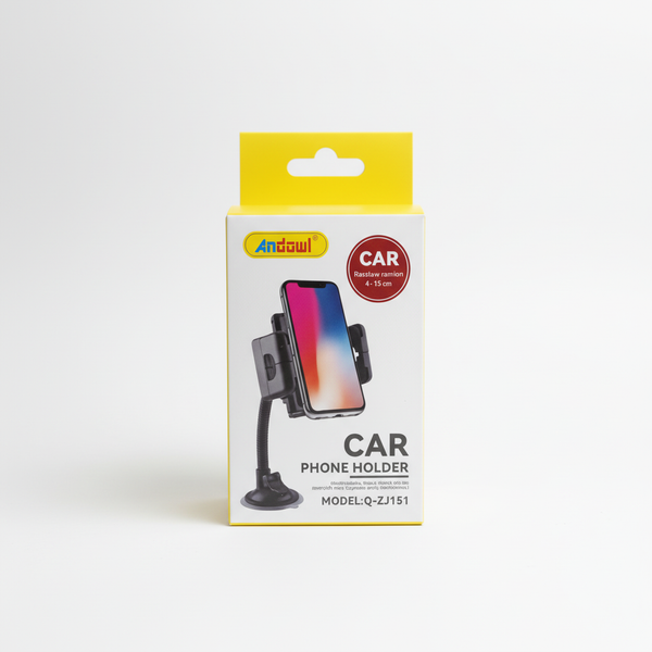 360-degree rotating multifunction car phone holder packaging with modern design and features.