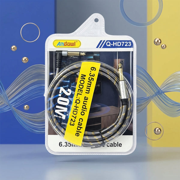 6.35mm Professional Audio Cable 2m packaged with model Q-HD723 for high-quality sound transfer.