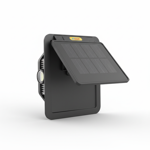 Solar Wall Light unit with integrated solar panel showcasing adjustable solar panel for optimal sunlight capture.