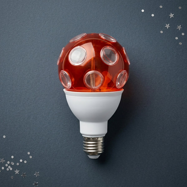 LED 360 Degree Rotating Lightning Lamp Bulb with colorful spherical design, perfect for parties and events.