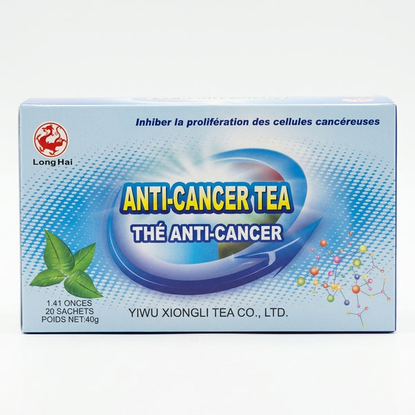 Anti-Cancer Tea box featuring 20 sachets for promoting health and wellness.