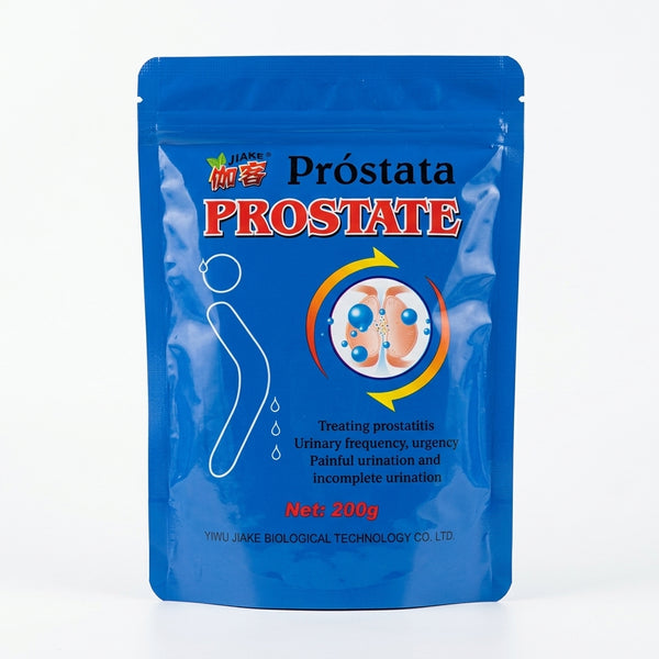 Natural Prostate Health Tea package for supporting men's health and urinary wellness, 200g herbal blend.