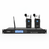 Andowl Qmic78 Set Wireless Microphone two handheld microphones and UHF receiver on display