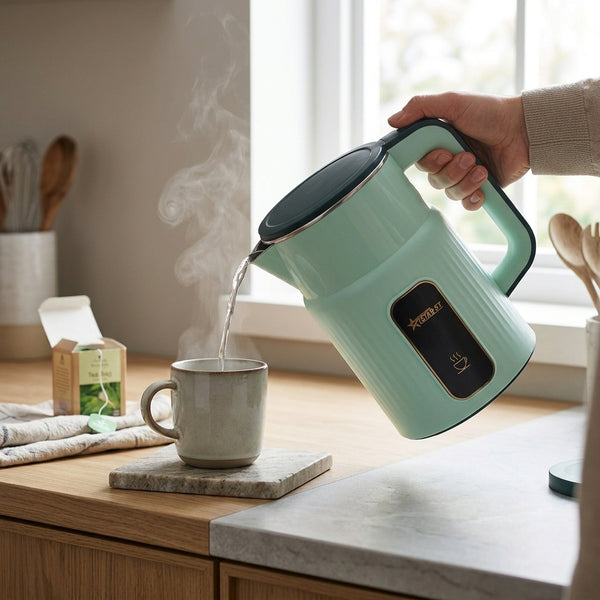 1.8L Stainless Steel Hot Water Kettle pouring hot water into a mug