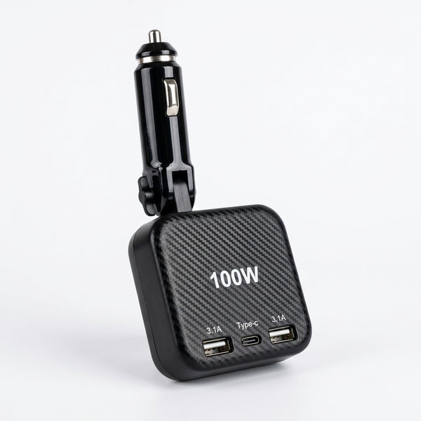 100W Dual Socket & USB Car Charger with dual USB ports for fast charging