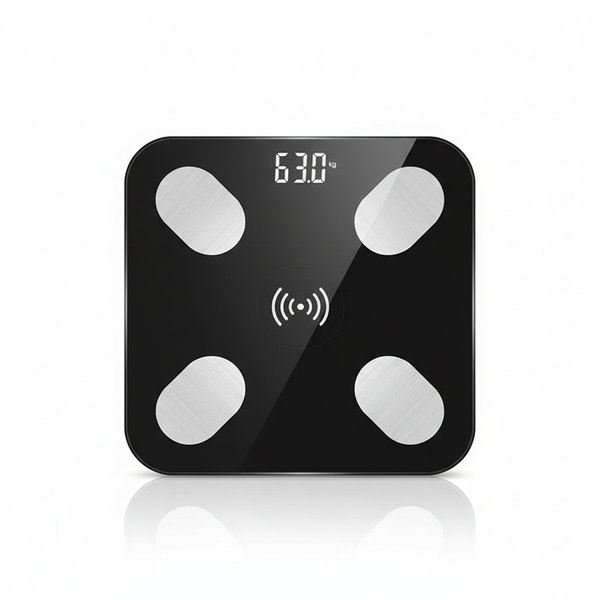 Bluetooth Body Composition Scale showing weight measurement on digital display.