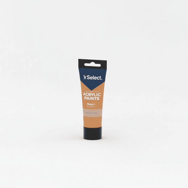 Acrylic Paint 75ml Raw Sienna tube featuring a creamy texture for smooth application and rich, warm color.