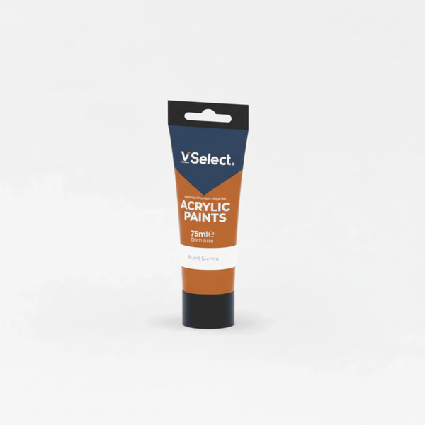 75ml Acrylic Paint - Burnt Sienna tube showcasing warm brown color for rich artwork.