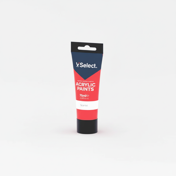 Acrylic Paint 75ml - Scarlet tube showcasing bold red color for crafts and expressive artwork.