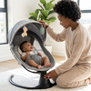 Toddler Music Cradle Swing Baby Electric Rocker Bouncer with baby smiling and mother interacting in a cozy setting.