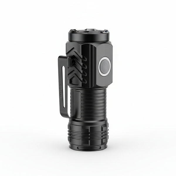 Mini Rechargeable LED Torch showcasing a compact design ideal for outdoor use and emergencies.