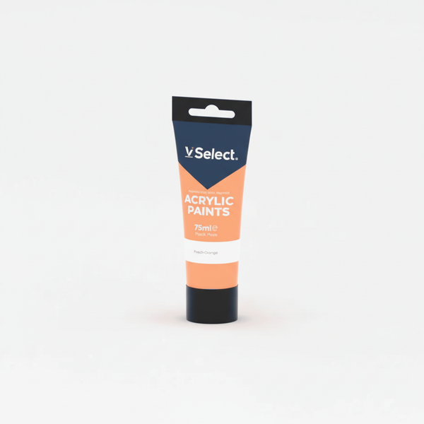 Acrylic Paint 75ml Orange-Red tube showing vivid orange-red color for artistic use.