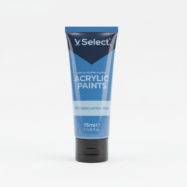 Acrylic Paint 75ml - Phthalocyanine Blue tube showing vibrant color and smooth design for artists.