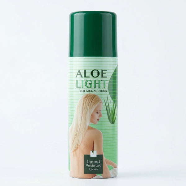 Aloe Light Brightening and Moisturising Lotion bottle, ideal for hydrating and improving skin clarity.