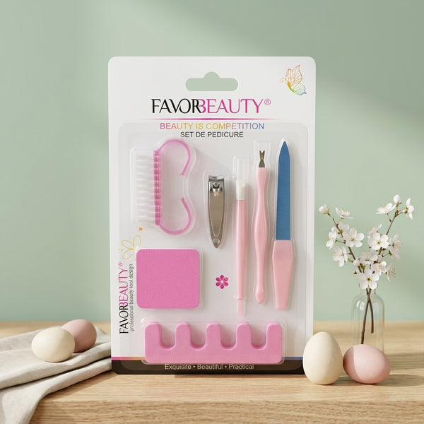 6PCS Blister Card Manicure Kit displayed with essential pedicure tools in a sleek packaging.