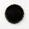 European Vintage Dinner Plate - Elegant ceramic decor with a textured black surface and a decorative gold rim.