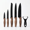 5 Piece Professional Antibacterial Kitchen Chef Knife Set featuring sharp stainless steel blades and ergonomic wooden handles.