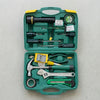 37 Piece Multifunctional Power Tool Set in green carrying case, includes tools for car repair and maintenance.