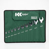 10 Piece Double Open End Spanner Set displayed in a green organizer, showcasing various sizes for versatile mechanical tasks.