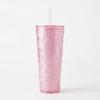Diamond Pattern Glitter Double-Wall Tumbler with Straw